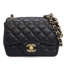 シャネル CHANEL ショルダーバッグ マトラッセ ミニ クラシック ハンドバッグ A35200 2021年 ブラック ラムスキン ゴールド金具 【中古】