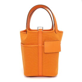 【レビュー1000件記念★対象品3％OFF&15日限定P3倍】 エルメス HERMES ハンドバッグ ピコタンロック PM カーゴ B刻印 2023年 オレンジ トワルゴエラン スイフト シルバー金具 【中古】