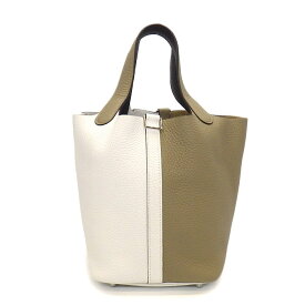 【レビュー1000件記念★対象品3％OFF】 エルメス HERMES ハンドバッグ ピコタンロック PM カザック2 W刻印 2024年 ベージュマルファ ニューホワイト マカサー トリヨンクレマンス シルバー金具 【中古】