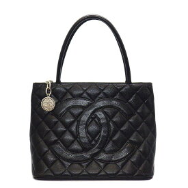 シャネル CHANEL トートバッグ 復刻トート A01804 2000年 ブラック キャビアスキン シルバー金具 【中古】