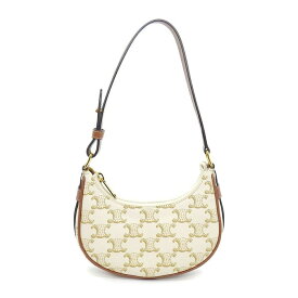 セリーヌ CELINE ハンドバッグ ミニ アヴァ 10I602DS1 ホワイト トリオンフキャンバス カーフスキン ゴールド金具 【中古】