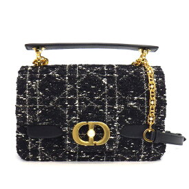 ディオール Dior ショルダーバッグ ジョリー トップハンドル スモール M9271UTKV_M911 ブラック カナージュツイード カーフスキン 【中古】