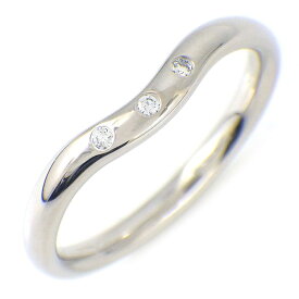 【レビュー1000件記念★対象品3％OFF&5日限定P3倍】 ティファニー Tiffany & Co. リング カーブド バンド 3ポイント ダイヤモンド K18WG 11.5号 【中古】