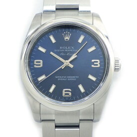 【レビュー1000件記念★対象品3％OFF】 ロレックス Rolex 腕時計 エアキング 114200 Z番 2006年製 ブルー文字盤 ルーレット刻印 夜光インデックス 夜光針 SS 自動巻き 【中古】