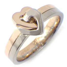 【レビュー1000件記念★対象品3％OFF&5日限定P3倍】 カルティエ Cartier リング 2C ダブルハート スリーカラー K18PG K18WG K18YG 9.5号 / #50 【中古】