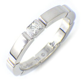 【レビュー1000件記念★対象品3％OFF&5日限定P3倍】 カルティエ Cartier リング マイヨンパンテール 1ポイント プリンセスカット ダイヤモンド K18WG 9号 / #49 【中古】