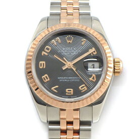 ロレックス Rolex 腕時計 デイトジャスト 179171 D番 2005年製 ルーレット刻印 アラビアンインデックス ブラック コンセントリック文字盤 エバーローズゴールド SS 自動巻き 【中古】