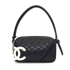 シャネル CHANEL ハンドバッグ カンボンライン アクセサリーポーチ A25175 2001年 ブラック ピンク ソフトカーフスキン 【中古】
