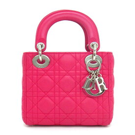 ディオール Dior ハンドバッグ/ショルダーバッグ レディディオール ミニ ピンク カナージュラムスキン シルバー金具 【中古】