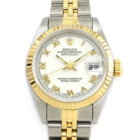 【最大1万円OFF★スプリングセール】 ロレックス Rolex 腕時計 デイトジャスト 69173 W番 1994年-1995年 ローマンインデックス ホワイト文字盤 フルーテッドベゼル ジュビリーブレス K18YG SS 自動巻き 【箱・保付き】 【中古】