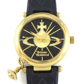 【最大1万円OFF★スプリングセール】 ヴィヴィアン・ウエストウッド Vivienne Westwood 腕時計 オーブ II VV06BKGD チャーム ブラック文字盤 SS ブラック レザーベルト クオーツアナログ 【中古】