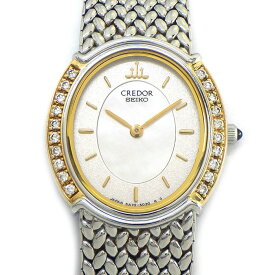 【最大1万円OFF★スプリングセール】 セイコー SEIKO 腕時計 クレドール 5A70-3000 20ポイント ダイヤベゼル オーバル ホワイトシェル文字盤 K18YG SS クオーツアナログ 【中古】