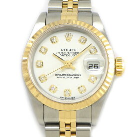 【最大1万円OFF★スプリングセール】 ロレックス Rolex 腕時計 デイトジャスト 79173G Y番 2002年製 10ポイント ダイヤインデックス ホワイト文字盤 K18YG SS 自動巻き 【箱・保付き】 【中古】