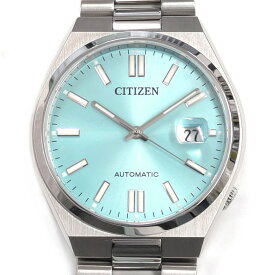 【最大1万円OFF★スプリングセール】 シチズン CITIZEN 腕時計 TSUYOSA NJ051-88M デイト 裏スケ 夜光インデックス 夜光針 サンレイ ブルー文字盤 SS 自動巻き 【中古】