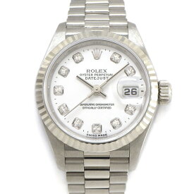 ロレックス Rolex 腕時計 デイトジャスト 79179G 73.8g K番 2001年製 10ポイント ダイヤインデックス ホワイト文字盤 フルーテッドベゼル K18WG 自動巻き 【中古】