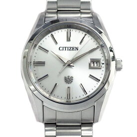 シチズン CITIZEN 腕時計 ザ・シチズン エコドライブ AQ4080-52A/A060-T026907 サンレイ シルバー文字盤 デイト 充電量表示機能 充電警告機能 過充電防止機能 パワーセーブ機能 SS ソーラー 【中古】