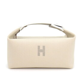 エルメス HERMES ハンドバッグ バス用ポーチ ブリッドアブラック PM ナチュラル コットンキャンバス シルバー金具 【中古】