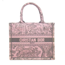ディオール Dior トートバッグ ブックトート スモール ピンク グレー トワルドゥジュイ ソヴァージュ エンブロイダリー 【中古】