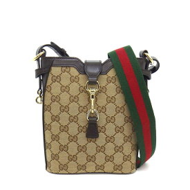 グッチ GUCCI ショルダーバッグ ミニ バケット スモール 782919 ベージュ エボニー オリジナルGGキャンバス レザー ゴールド金具 【中古】
