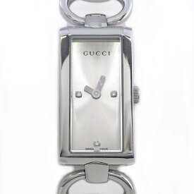 グッチ GUCCI 腕時計 トルナヴォーニ 119 バングルウォッチ ホースビット 3ポイント ダイヤインデックス レクタンギュラー サンレイ シルバー文字盤 SS クオーツアナログ 【中古】