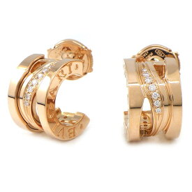 ブルガリ BVLGARI ピアス B-zero1 ビーゼロワン レジェンド 356131 フープ ロゴ ダイヤモンド 計0.07ct K18PG 【中古】