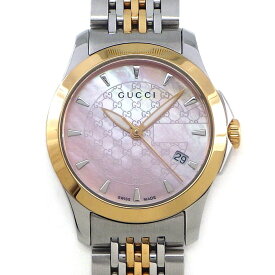 グッチ GUCCI 腕時計 Gタイムレス 126.5/YA126536 デイト 夜光針 GG柄 ピンクシェル文字盤 ピンクGP SS クオーツアナログ 【箱・保付き】 【中古】