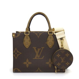 ルイ・ヴィトン LOUIS VUITTON トートバッグ オンザゴーPM M46373 ブラウン モノグラムキャンバス モノグラムリバースキャンバス 【中古】
