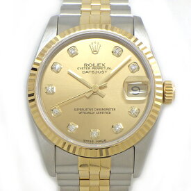 ロレックス Rolex 腕時計 デイトジャスト 68273G デイト 10ポイント ダイヤインデックス シャンパンカラー文字盤 K18YG SS 自動巻き 【中古】