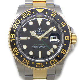 ロレックス Rolex 腕時計 GMTマスターII 116713LN ルーレット刻印 ランダムシリアル ブラック文字盤 デイト 夜光針/インデックス 回転ベゼル K18YG SS 自動巻き 【箱・保付き】 【中古】