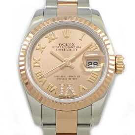ロレックス Rolex 腕時計 デイトジャスト 179171 デイト ルーレット刻印 サンレイ ピンク文字盤 VIダイヤモンド ローマンインデックス K18PG SS 自動巻き 【中古】