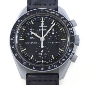 スウォッチ×オメガ Swatch×OMEGA 腕時計 ムーンスウォッチ ミッション トゥ ザ ムーン S033M100 スピードマスター ブラック文字盤 スチールグレー バイオセラミック ブラック ベルクロストラップ クオーツアナログ 【箱・保付き】 【中古】
