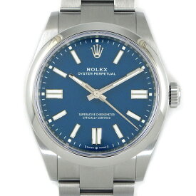 ロレックス Rolex 腕時計 オイスターパーペチュアル 41 134300 ルーレット刻印 ランダムシリアル メッドブルー文字盤 夜光インデックス 夜光針 SS 自動巻き 【箱・保付き】 【中古】