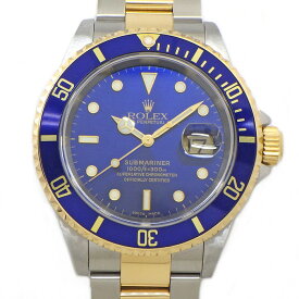 ロレックス Rolex 腕時計 サブマリーナー デイト 16613 P番 2000年製 デイト 夜光インデックス 夜光針 回転ベゼル サンレイ ブルー文字盤 K18YG SS 自動巻き 【OH済み】 【箱・保付き】 【中古】