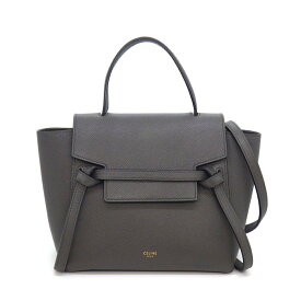セリーヌ CELINE ショルダーバッグ/ハンドバッグ ベルトバック ナノ 189003ZVA.10DC グレー カーフスキン ゴールド金具 【中古】