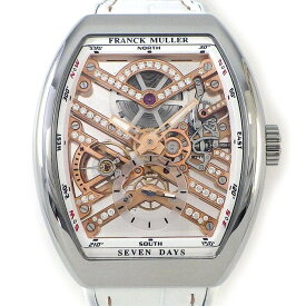 フランクミュラー FRANCK MULLER 腕時計 ヴァンガード 7デイズ パワーリザーブ スケルトン V41S6SQTMVTHDSTGAC5N トノー ダイヤ/スケルトン文字盤 ホワイト クロコダイルレザーベルト SS K18PG 手巻き 【中古】