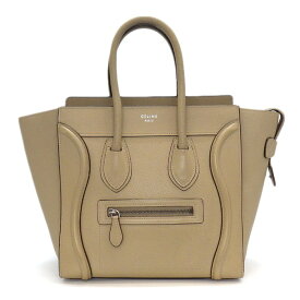 セリーヌ CELINE ハンドバッグ ラゲージ マイクロ 167793DRU.03UN デューン ドラムドカーフスキン シルバー金具 【中古】