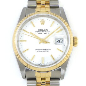ロレックス Rolex 腕時計 デイトジャスト 16233 L番 1989年-1990年製 ホワイト文字盤 フルーテッドベゼル ジュビリーブレス K18YG SS 自動巻き 【中古】