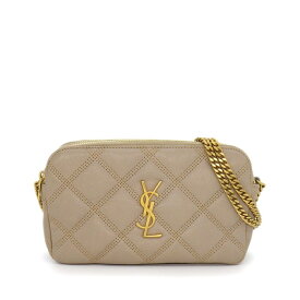サンローラン SAINT LAURENT ショルダーバッグ ベッキー ダブルジップ フォンポーチ 608941 ベージュ レザー ゴールド金具 【中古】