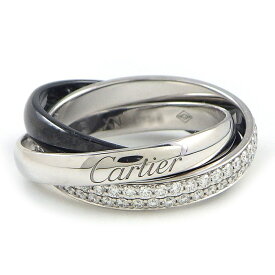 【最大3万円OFFクーポン★スペシャルセール】 カルティエ Cartier リング トリニティ スモールモデル SM B4235450 パヴェ フルサークル ダイヤモンド K18WG ブラック セラミック 10.5号 / #50 【中古】