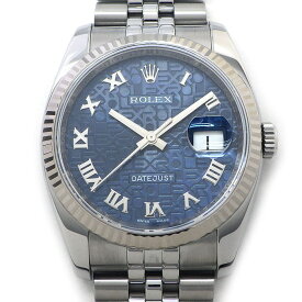 ロレックス Rolex 腕時計 デイトジャスト 116234 G番 2010年 ルーレット刻印 ブルーコンピューター文字盤 ローマンインデックス デイト K18WG SS 自動巻き 【中古】