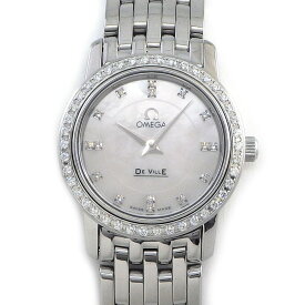 オメガ OMEGA 腕時計 デ・ヴィル プレステージ 4575.75.00 ダイヤベゼル 16ポイント ダイヤインデックス ホワイトシェル文字盤 SS クオーツアナログ 【中古】