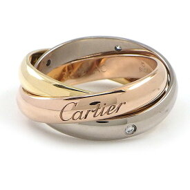 【最大3万円OFFクーポン★スペシャルセール】 カルティエ Cartier リング トリニティ クラシックモデル B4088550 スリーカラー 5ポイント ダイヤモンド 計0.06ct K18PG K18WG K18YG 10号 / #50 【中古】
