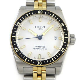 ティソ TISSOT 腕時計 PR516 38mm T149.407.22.011.00 パワーマティック80 デイト 裏スケ 夜光インデックス 夜光針 ホワイト文字盤 SS イエローゴールドPVD 自動巻き 【箱・保付き】 【中古】