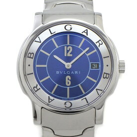 ブルガリ BVLGARI 腕時計 ソロテンポ ST35S デイト サンレイ ブルー文字盤 SS クオーツアナログ 【箱・保付き】 【中古】