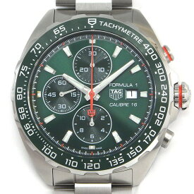 タグ・ホイヤー TAG Heuer 腕時計 フォーミュラ1 クロノグラフ CAZ201H.BA0876 デイト タキメーター スモールセコンド 夜光インデックス 夜光針 サンレイ グリーン文字盤 SS 自動巻き 【箱・保付き】 【中古】