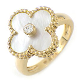 ヴァンクリーフ＆アーペル Van Cleef & Arpels リング ヴィンテージアルハンブラ VCARA41100 1ポイント ダイヤモンド 0.05ct ホワイト シェル K18YG 13.5号 / #54 【中古】