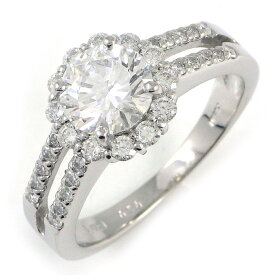【ダイヤモンド】 リング 1ポイント ダイヤモンド 1.021ct(F/VS2/VG) パヴェ ダイヤモンド 計0.50ct PT900 14号 【中古】