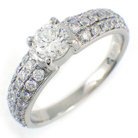 【ダイヤモンド】 リング 1ポイント ダイヤモンド 0.503ct(E/VS1/GD) ハーフサークル パヴェ ダイヤモンド 計0.50ct PT950 12.5号 【中古】