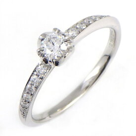 サマンサ ティアラ Samantha Tiara リング エンゲージ ウェディングバンド 1ポイント ラウンドブリリアントカット ダイヤモンド 0.160ct(D/VVS2/EX) ハーフサークル ダイヤモンド 0.143ct PT950 11号 【中古】