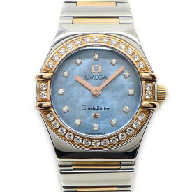【15日限定★最大3万円OFF＆P3倍★】 オメガ OMEGA 腕時計 コンステレーション ミニ マイチョイス 1357.77.00 USA1499本限定モデル ダイヤベゼル 12ポイント ダイヤインデックス ブルーシェル文字盤 K18PG SS クオーツアナログ 【中古】